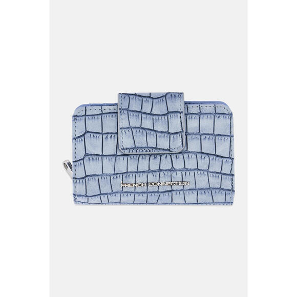 NWT French Connection Women's Denim/Emmy Croco Fold Zipper Wallet - Picture 1 of 5